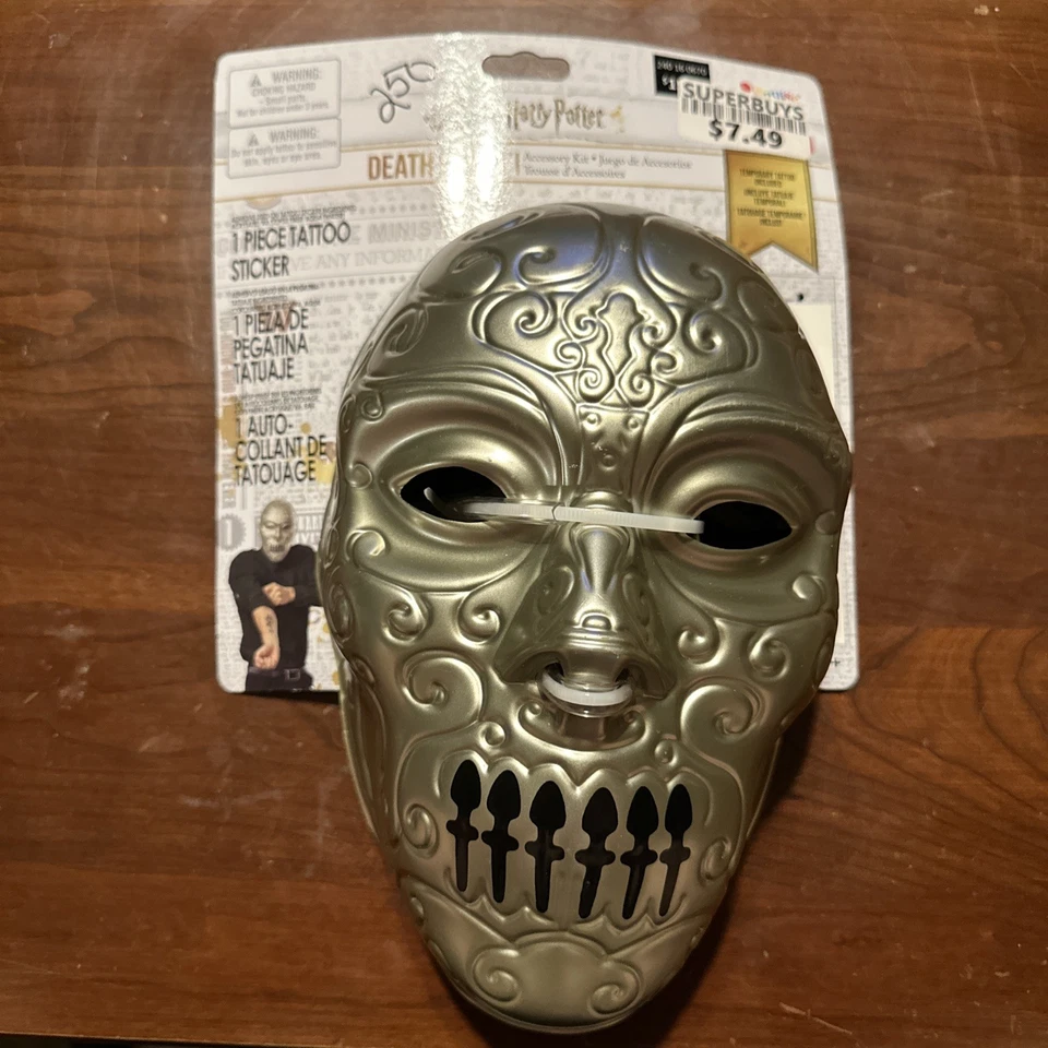 Harry Potter Death Eater Halloween Costume Accessory Kit Mask & Tattoo #2117 - Image 1 of 2