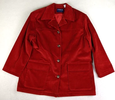Liz Claiborne Women's Blazer Jacket PM Petite Medium Red Corduroy Button - Image 1 of 4