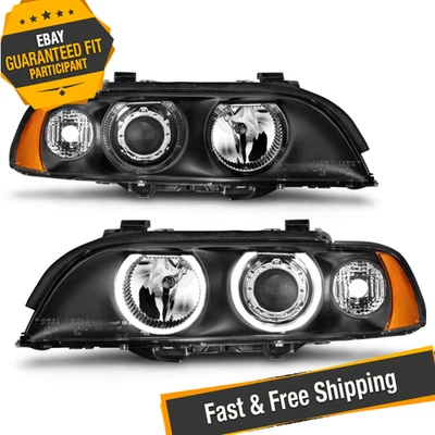 Anzo 121017 Black LED Halo Projector Headlights for 2001-2003 BMW 530i Foto 1 de 4