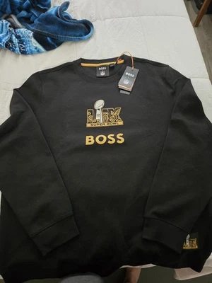 NWT BOSS x NFL Super Bowl LIV Sweatshirt 3XL Eagles Chiefs Black New w/ Tags - Image 1 of 3