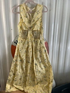 Gelb Print Baumwolle Cut Put Midikleid Neu mit Etikett, Sommer Strand Größe XL - Bild 1 von 7