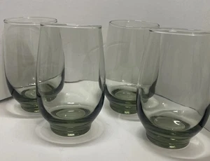 VTG 5” Smokey Gray/Green Glass Oval Tumblers (Set Of 4) - Picture 1 of 7