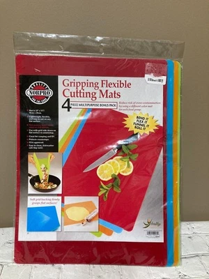 NorPro NWT Set of 4 Multi-Color Flexible Gripping Cutting Boards Mats Non-Porous - Image 1 of 4