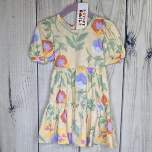 Dot Dot Smile Size 2T Girls Light Tan Purple Orange Floral Tier Dress NWT - Picture 1 of 3