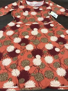 Vestido floral Lularoe Nicole talla 3X semilla de amapola roja bronceado marrón coral bolsillos 24+ - Imagen 1 de 12