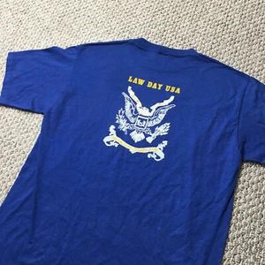 Vintage 80s Jerzees T-shirt Mens Medium Blue Law Day Run Ft Huachuca Arizona - Picture 1 of 11
