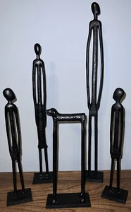 Pottery Barn Giacometti Style Cast Family Sculptures w/ Dog 24.25" max height - Picture 1 of 5