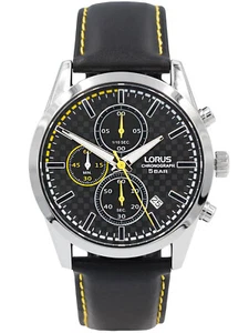 Orologio Uomo Lorus Cronografo In Pelle Quadrante Nero WR 50 Metri - Imagen 1 de 3