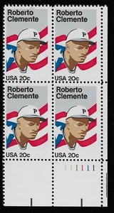 US Scott #2097, Plate Block #111111 1984 Clemente 20c FVF MNH Lower Right - Picture 1 of 1