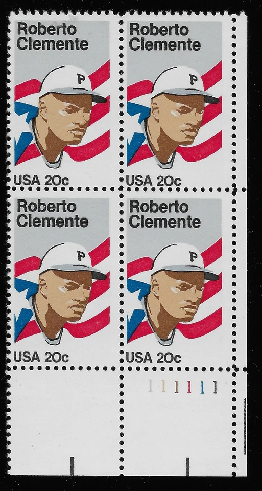 US Scott #2097, Plate Block #111111 1984 Clemente 20c FVF MNH Lower Right - Image 1 of 1
