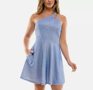 Speechless Womens Shimmer Rhinestone Mini Fit & Flare Dress Juniors 3 - Picture 1 of 4