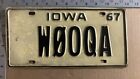 1967 Iowa amateur radio license plate W 0 OQA ham operator 11073