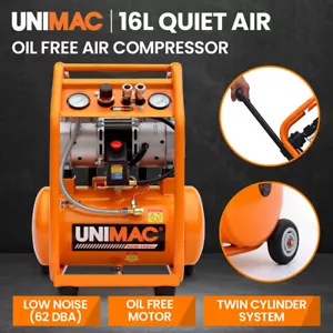 UNIMAC Electric Air Compressor 16L Silent Oil-Free 116PSI Airtools Portable - Picture 1 of 10