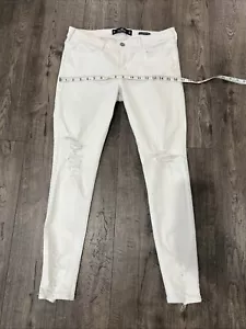 Jeans donna Hollister vita bassa super skinny classico elasticizzato 9S 29x28 bianco - Foto 1 di 8