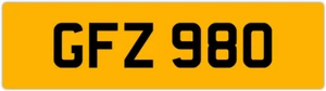 GFZ 980 G 3x3 DATELESS PRIVATE NUMBER PLATE GAZ GAV GEO GUS GUY GRACE GEM GED GS - Picture 1 of 1