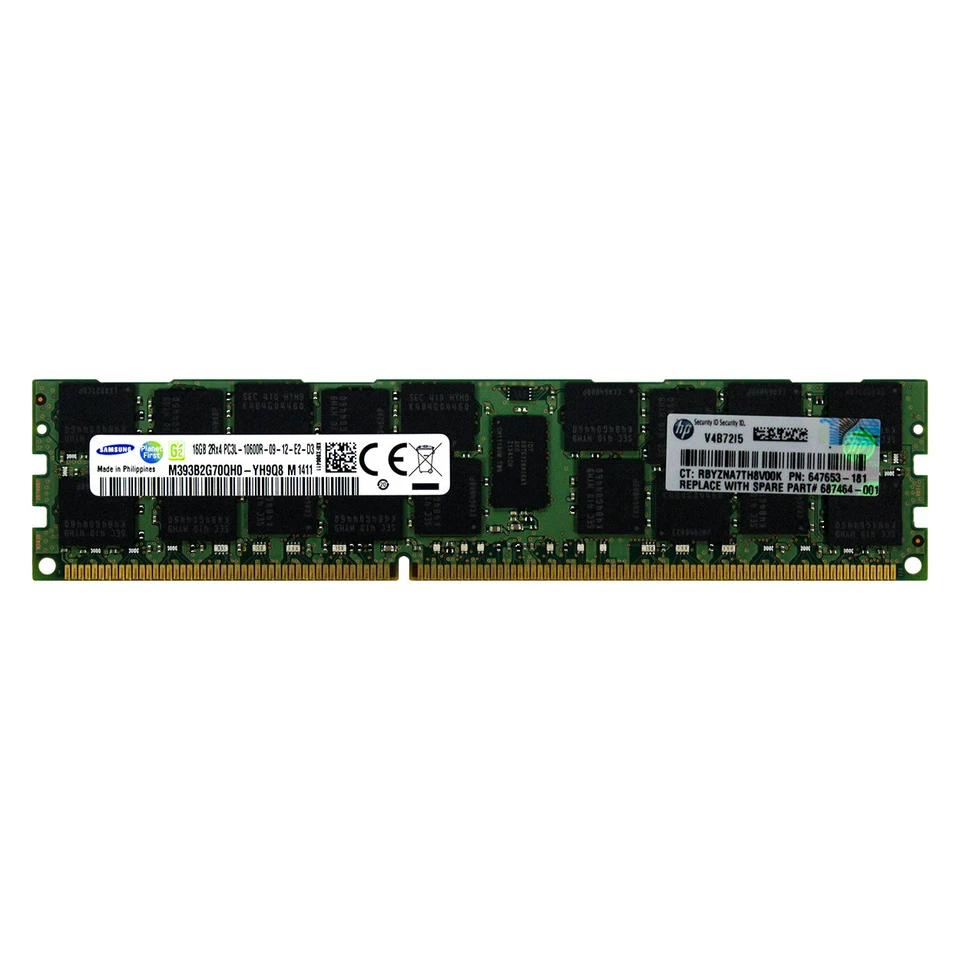 HP 647883-B21 647883-S21 687464-001 647653-181 16GB 10600 1.35V REG MEMORY RAM - Image 1 of 1