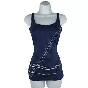 Vintage 60s Roxanne SwimSuit SZ Med Molded Bra Lined Blue One Piece Bullet Bra - Picture 1 of 6