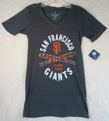 Camiseta de béisbol pequeña de los Gigantes de San Francisco MLB para mujer NUEVA con cuello en V manga corta Foto 1 de 4