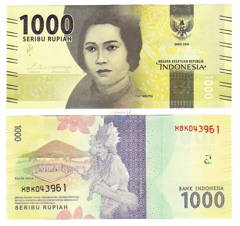 INDONESIA 1,000 1000 Rupiah Prefix X 2016 P-154 Replacement Issue UNC - Image 1 of 1