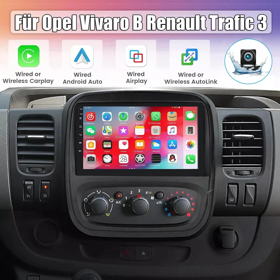 Für Opel Vivaro B Renault Trafic 3 Android 13 Autoradio GPS Navi WiFi mit Kamera - Bild 1 von 4