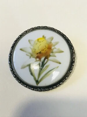  Porcelana Floral Vintage Rosenthal Germania Marcada Redonda Pintada Amarilla y Blanca Foto 1 de 4