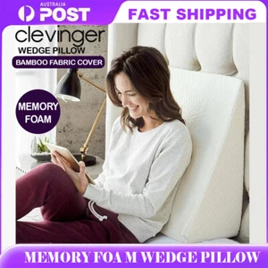 Bamboo Memory Foam Bed Wedge Pillow Soft Cushion Neck Back Bed Sleeping Support - Picture 1 of 12