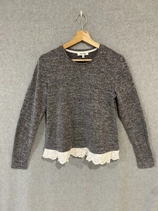 Miss Shop Top Blouse Long Sleeve Crochet Detail Waist Trim Blue Womens Size 10 - Picture 1 of 7