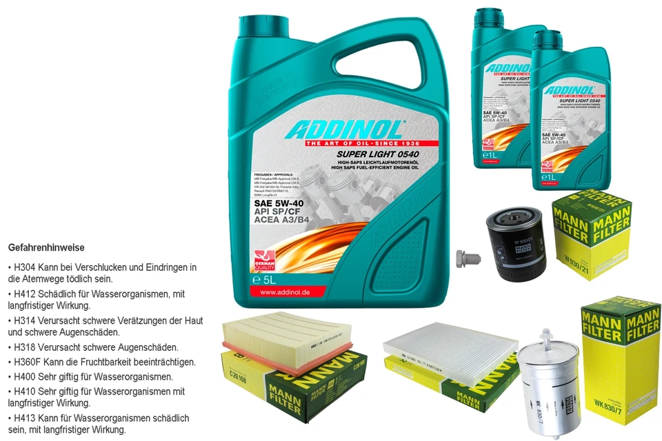 MANN Inspektionspaket 7L ADDINOL SUPER LIGHT 5W-40 für Skoda Superb I 3U4 2.8 - Bild 1 von 1