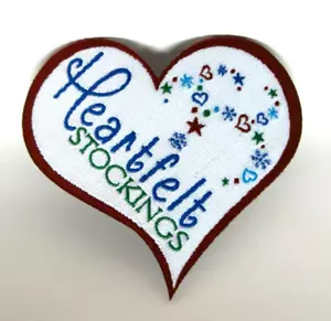 Heartfelt Stockings - Snowflakes - Hearts - Stars - Vintage Patch - Woven - Picture 1 of 6