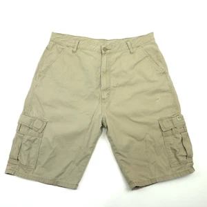 Wrangler Cargo Shorts Mens Size 36 Tall Tan 6 Pockets Authentic Issue Light Wash - Picture 1 of 14