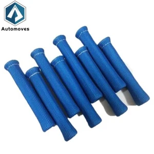 1200° BLUE SPARK PLUG WIRE BOOTS HEAT SHIELD PROTECTOR SLEEVE SBC BBC 350 X8 - Picture 1 of 6