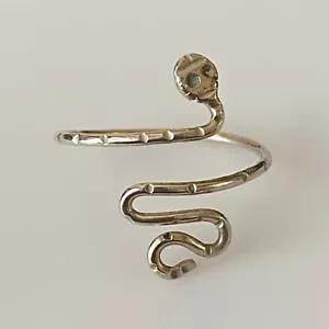 Anello Vintage Argento Sterling 925 Misura Regolabile Fascia Serpente - Foto 1 di 3