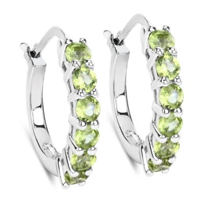 1.20 Ct Peridot Hoop Earrings 925 Solid Sterling Silver - Image 1 of 4