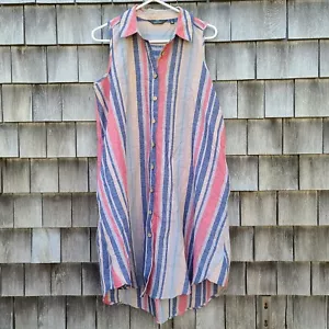 Vestido delantero sin hojas Mille Gabrielle azul blanco rosa a rayas talla pequeña - Imagen 1 de 4