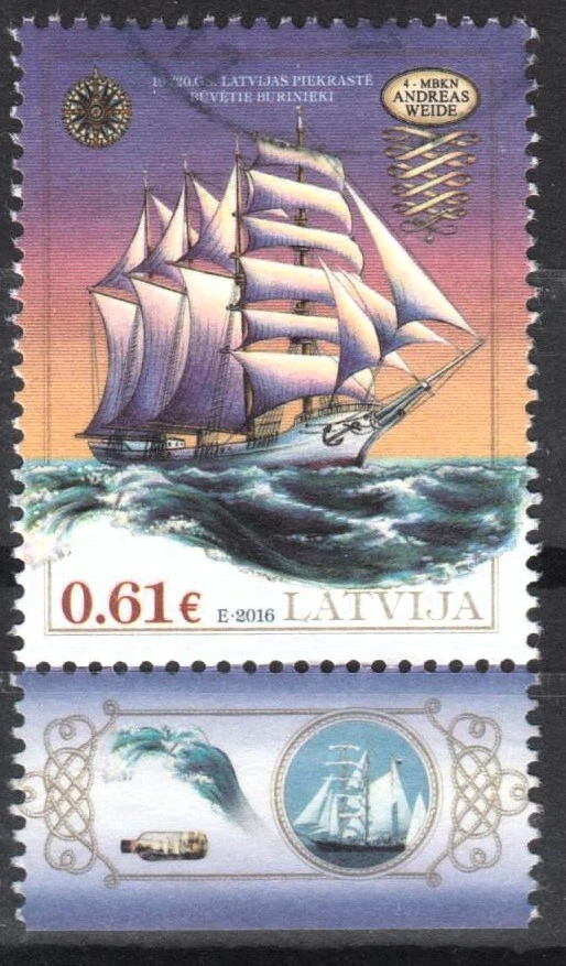 LATVIA 2016, Ship - single used stamp - Image 1 of 1