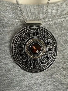 Collar J CREW Naranja Citrino Geométrico Círculo Ojo de Pavo Real Nuevo sin Etiquetas Nuevo 💗239 - Imagen 1 de 5