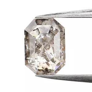 0.75 CT Natural Loose Emerald Cut Diamond 5.95 MM Salt And Pepper Diamond QL9987 - Picture 1 of 10