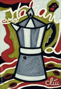 JACQUELINE DITT - Coffee Italian Style Gemälde Miniatur 2012 Kaffee - Bild 1 von 2