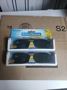 2 Pairs Solar Shield Polarized Clip On Sunglasses 52 rec a Fits Plastic Frames - Picture 1 of 1