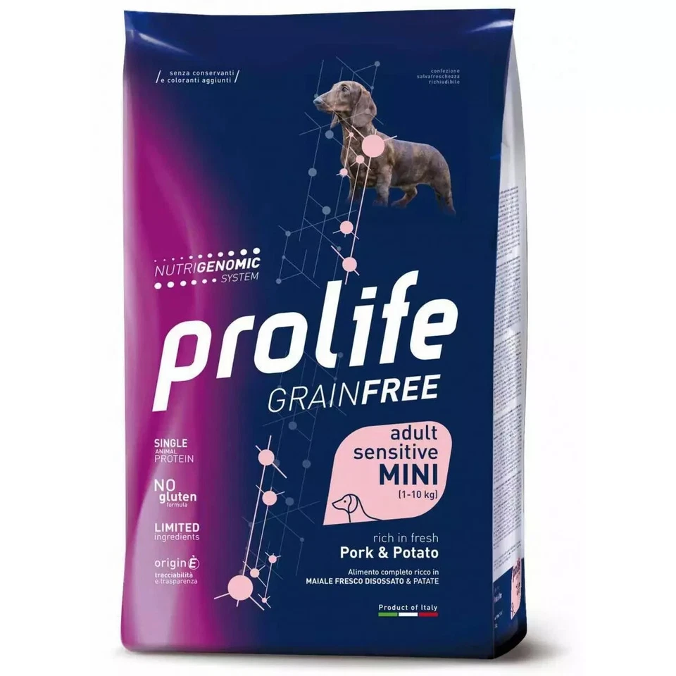 Crocchette CANE Prolife Dog Sensitive Mini Adult Maiale e Patate 2 kg Grain Free - Immagine 1 di 1