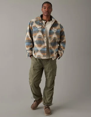 Chaqueta Camisa Estampada Súper Suave American Eagle Para Hombre Mediana De Gran Tamaño Foto 1 de 4
