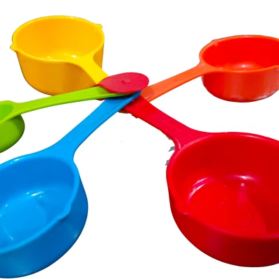 Kitchen Measuring Cups And Spoons Set Cooking Tool 6 pcs Plastic Multi Color - Image 1 of 4