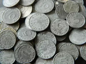 Lote de 10 monedas de Alemania - 1, 5, 10 peniques con esvástica (#10) - Imagen 1 de 2