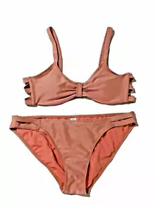 Traje de baño bikini Xhilaration para mujer GRANDE (11-13) melocotón brillante, bralette acolchado - Imagen 1 de 9