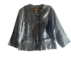 Ruby Rd Gray Blutton Up 3/4 Length Sleeve Blazer 12 - Picture 1 of 8