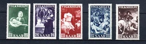 Sarre/Alemania 1951 antiguo conjunto de estampillas de arte/ayuda popular (Michel 309/13) MNH - Imagen 1 de 2