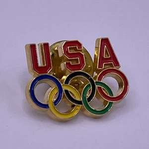 Vintage USA Olympic Rings Hat Tie Backpack Lapel Pin Pinback - Picture 1 of 3