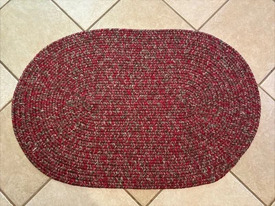 NUEVA Alfombra Rhody 2’ X 3’ Alfombra Ovalada Trenzada Sangría Tweed ¡Gran Calidad! Foto 1 de 4