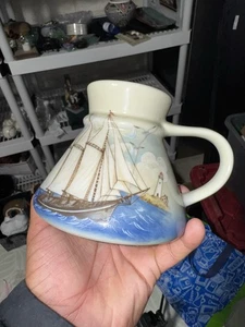 Vintage handbemalt Otagiri kein Verschütten Japan Kaffee Tee Becher mit Segelboot Ozean Sce - Bild 1 von 9