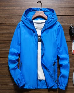 Chaqueta de lluvia impermeable cortavientos transpirable ligera para hombre con capucha - Imagen 1 de 19